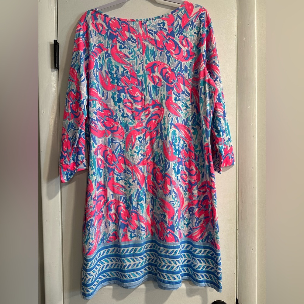 Lilly Pulitzer Pink Blue Long Sleeve Dress NWOT Cracked Up print XL - Picture 3 of 3